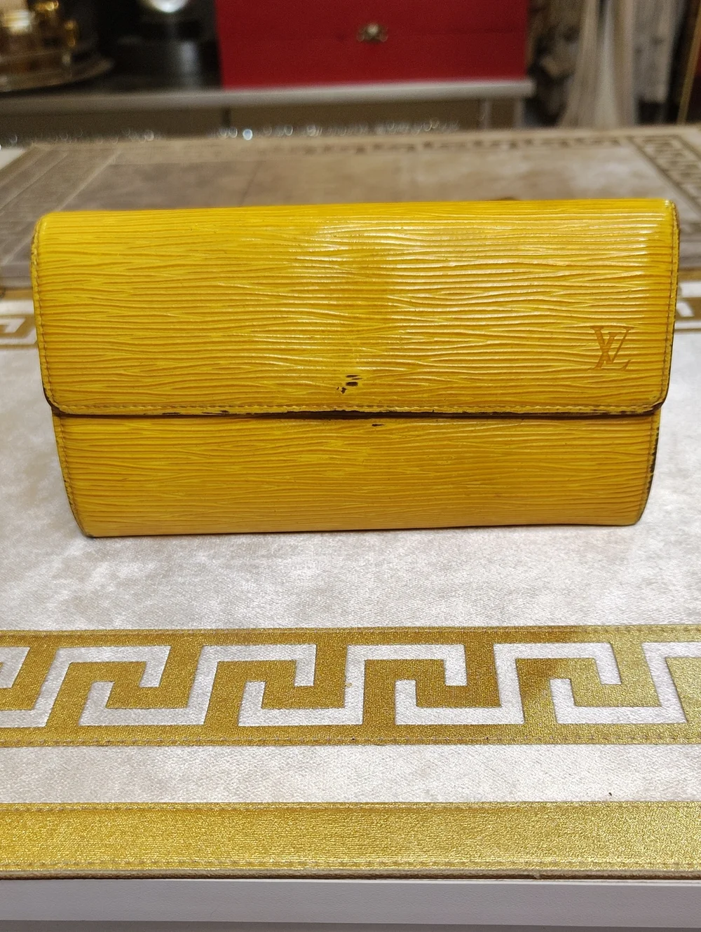 Louis Vuitton Yellow Epi Leather Fold-Over Wallet Porte Tresor internat'l Long